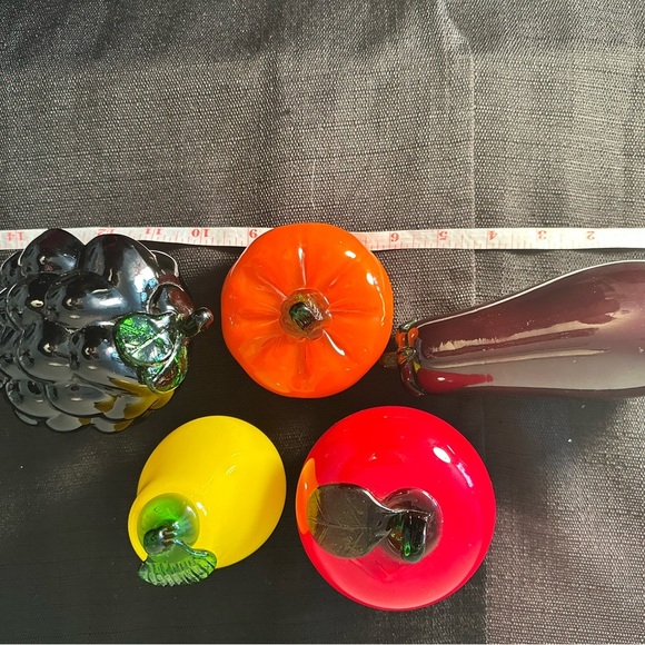 Lot of 5 Vintage Hand Blown Art Glass Fruit Kitchen Decor Murano Style - Picture 4 of 5
